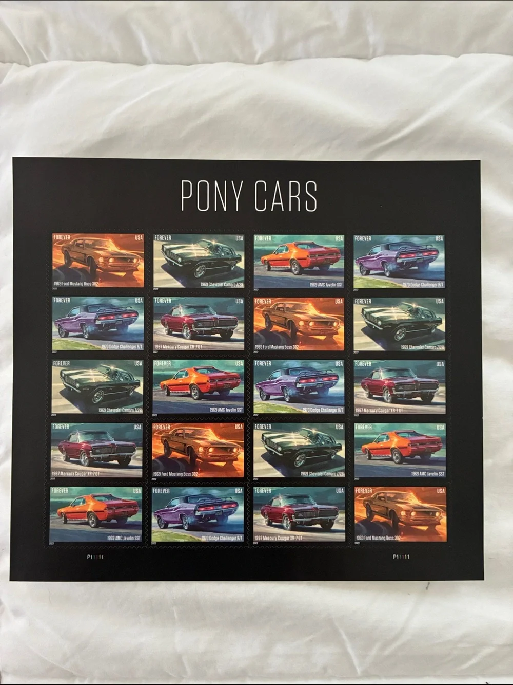 Pony Cars Stamp Sheet - USPS Forever Stamps Full Sheet - Collectable - New Mint